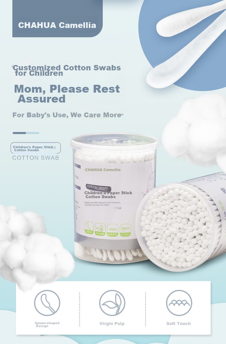 CHAHUA Cotton Swabs for Children, 180 Count Ear Pick + Double-Ended Cotton Swab for Cleaning Ear And Nose Holes 1