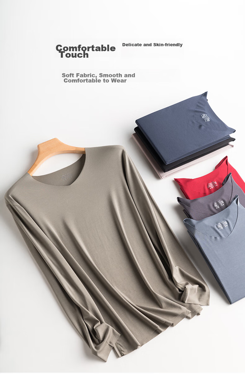 SipianSIPIAN Modal Men's Long-Sleeve Thin Undershirt, Spring And Autumn Seamless Thermal Underwear, Base Layer Shirt, Trendy Top 7