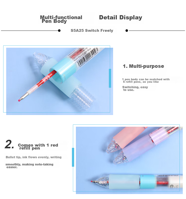 ZEBRA 5-Color Multifunctional Pen Barrel SARASA Series Colorful Neutral Pen Barrel (Refill RNJK5) S5A25 Light Pink Barrel (Buy One Get One Free) 6
