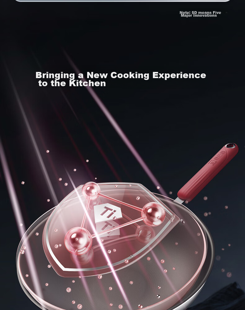Kobach Wok, Non-Coated Titanium Shield Non-Stick Pan, Low-Smoke Flat-Bottom Cooking Pan for Home Use, Compatible with Induction Cooker And Open Flame 3