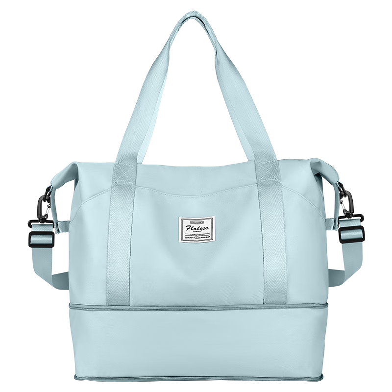 Landcase Handheld Travel Bag for Women, Large Capacity Luggage Bag with Expandable Storage, Wet And Dry Separation Fitness Bag 2104 Light Blue