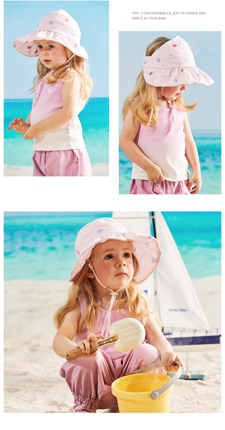DAVE & BELLA Kids Sun Hat Girls Outdoor Summer Baby Wide Brim Open Top Thin Hat 5