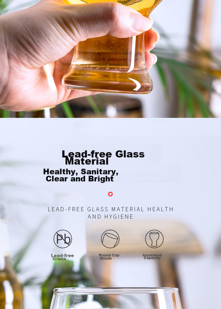 Ocean Thai Imported Lead-Free Glass Craft Beer Glasses, Home Water Cups, Juice Cups, Set of 2 3