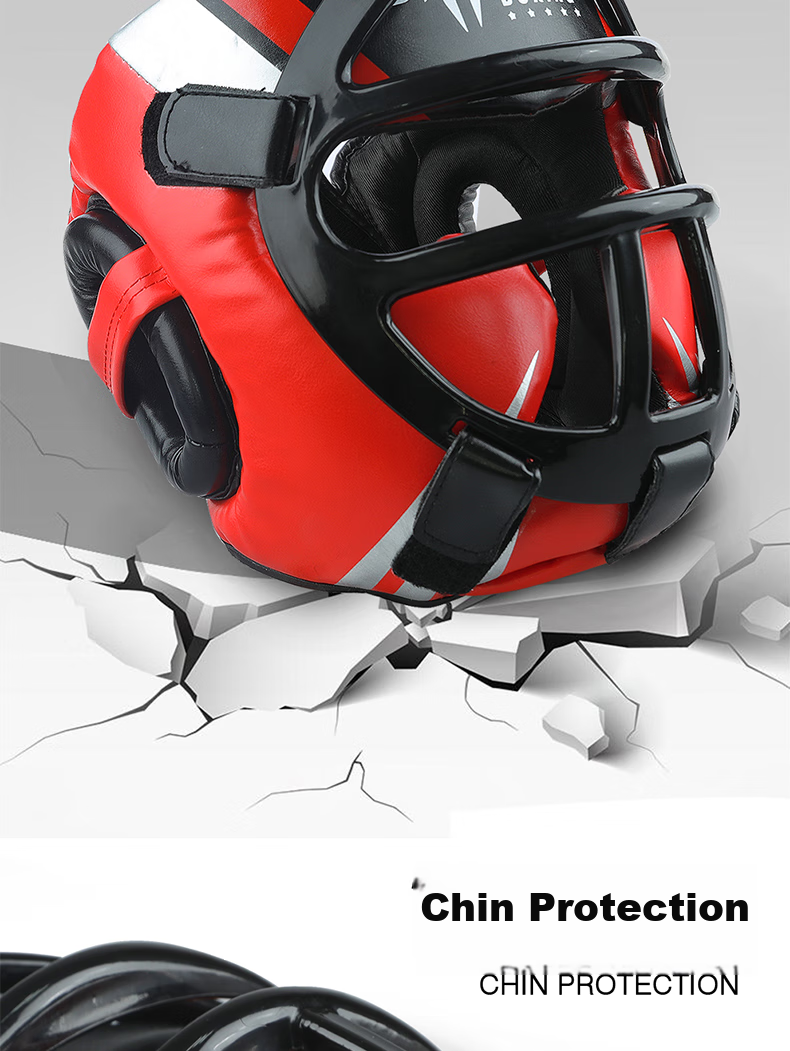 Jingpai Full-Face Boxing Helmet for Adults And Children, Face Shield, Head Guard for Sanda And Taekwondo Protective Gear, Blue, Size S 6