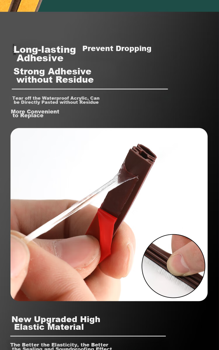 CIAYLERN Door Gap Sealing Strip, Windproof Soundproof Window, Anti-Theft Door Gap Frame Sticker, Sealing Anti-Leak Windproof House Door Stopper Rubber Strip 4