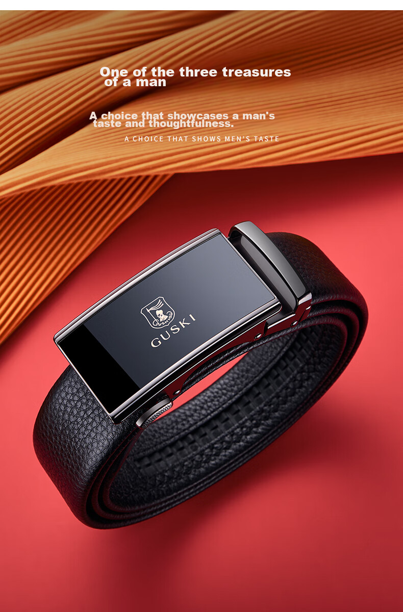 GUSKI Brand Men's Leather Belt with Automatic Buckle, Practical Gift Box, Birthday Present for Boyfriend Or Husband 13