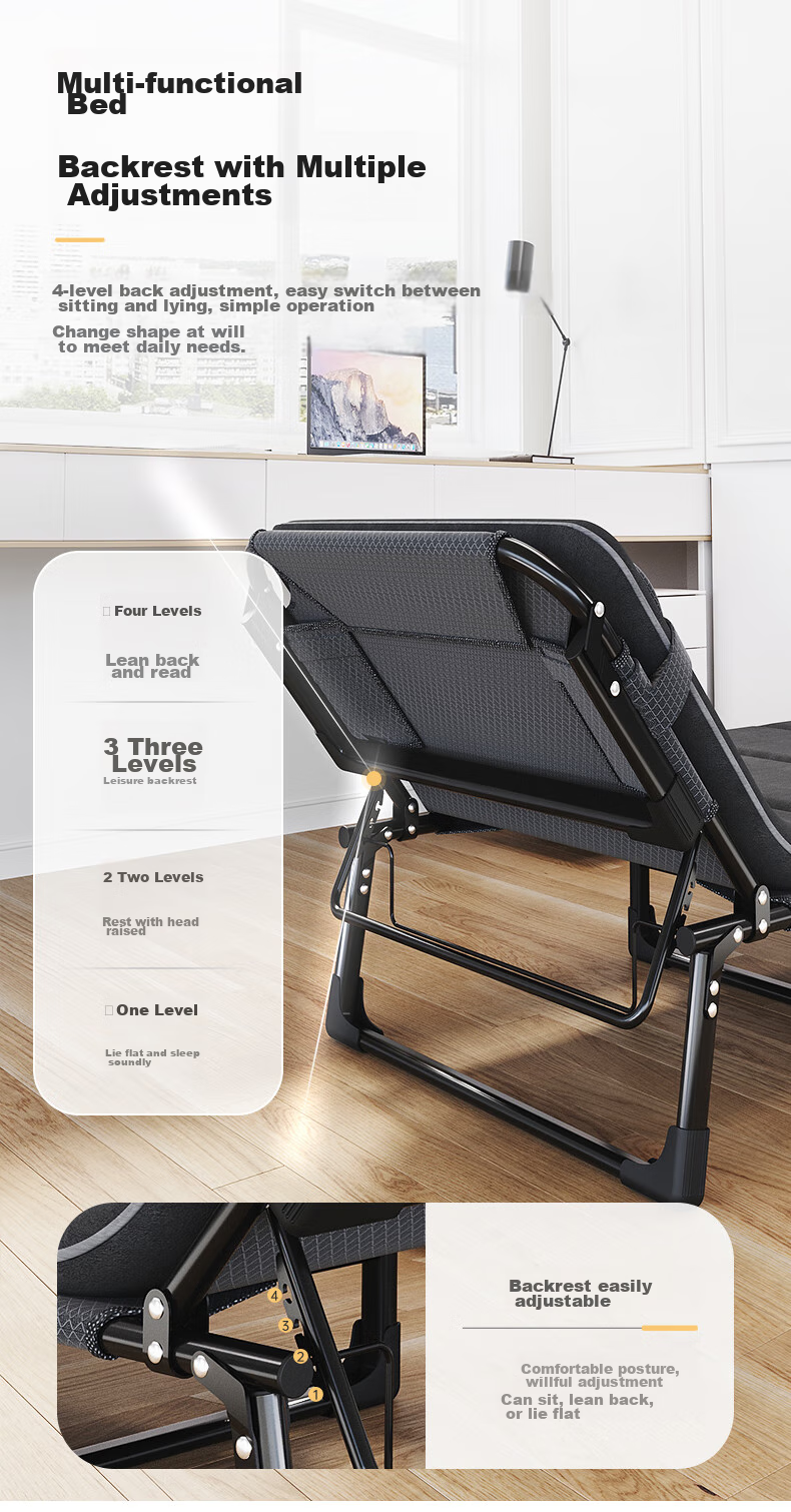 OKeefe Folding Bed, Lounge Chair, Single Bed, Office Simple Nap Bed, Hospital Accompanying Bed, Camp Bed, Includes Cotton Pad 2