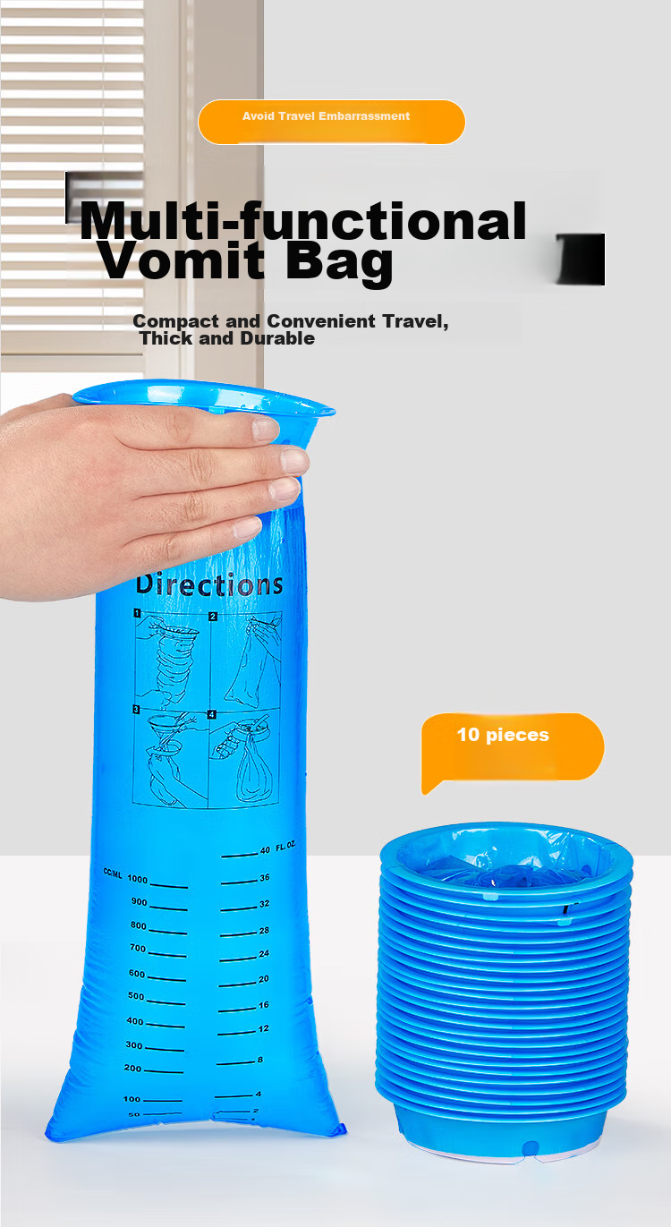 SHUANG YU Disposable Puking Bags, 10 Pieces, Emergency Travel Motion Sickness Bags, Car Puking Bags, Pregnancy Nausea Bags, Vomiting Packs 1