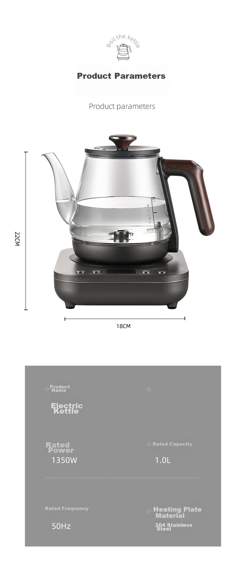 Biooner Fully Automatic Electric Kettle, Water Boiler, Glass Water Heater for Tea Table, Integrated Tea Table And Coffee Table, Tea Brewing Utensils, Electric Tea Stove with Water Pump RY-D3 with Handle for Filling Water 18