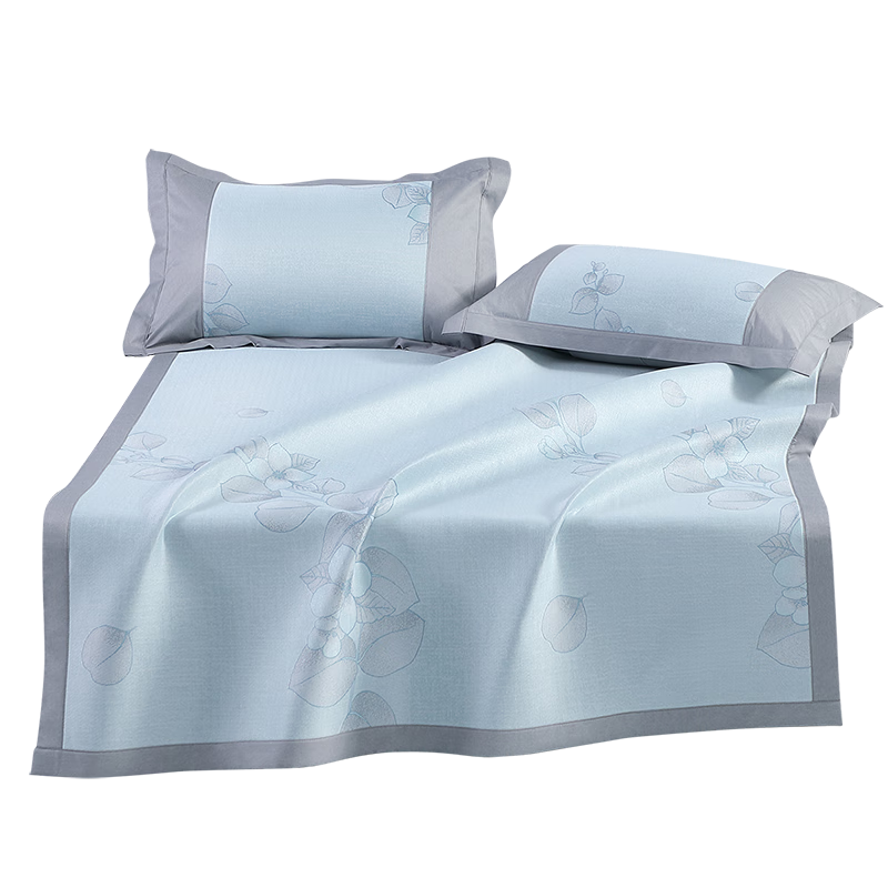 Fuanna Cooling Mat Ice Silk Washable Cooling Ice Silk Mat Double Three-Piece Set 1.5*2m