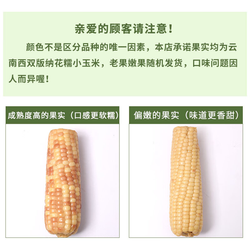 京鲜生【品质好货】版纳花糯玉米净重4斤单果100g+真空包装源头直发