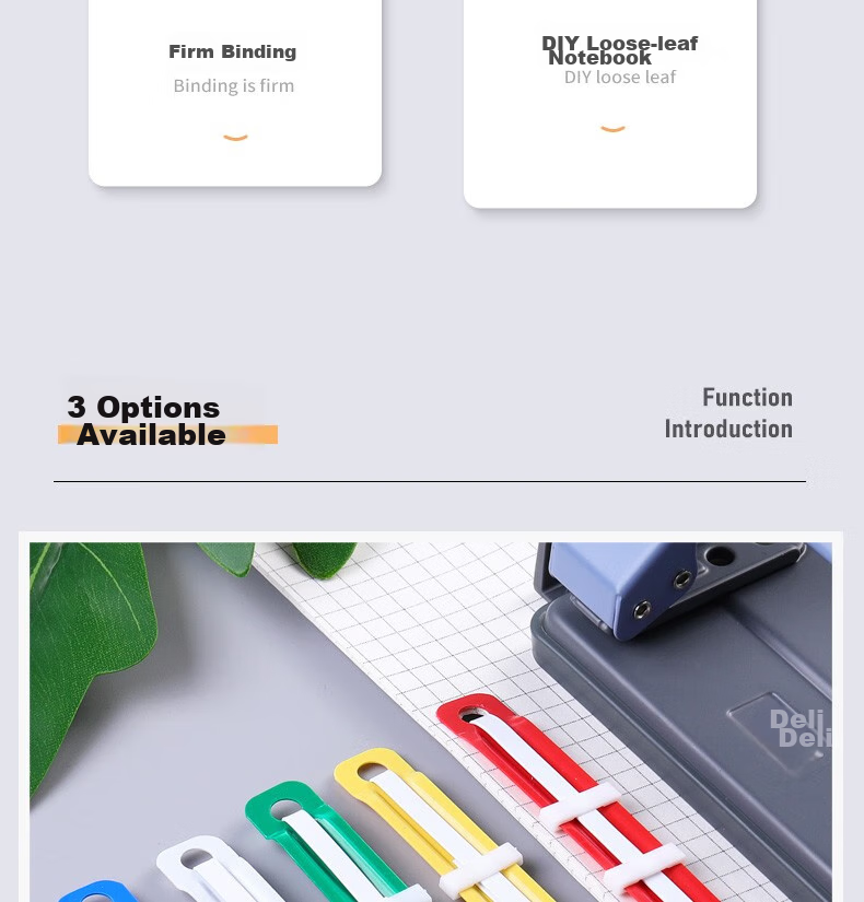 Tianshun Binding Strips, Student Handmade Loose-Leaf Notebook Office Stationery, 2-Hole Binding Strips, Hole Puncher, Hole Punch Machine, Colored Plastic Binding Clips, 20 Sets/box 3