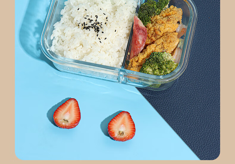 BJ High Borosilicate Glass Lunch Box for Office Workers, Microwave-Safe And Refrigerator-Ready Food Storage Container, Round 650ml 9
