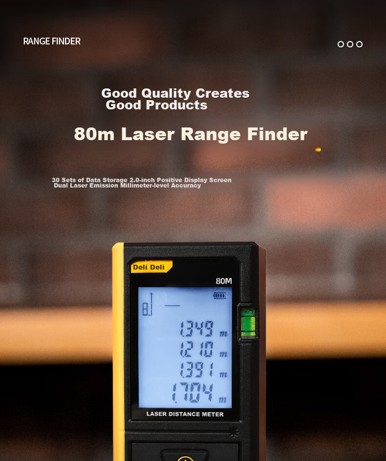 Deli Green Laser Rangefinder, Lithium Battery-Powered Voice-Activated Handheld Device, 120-Meter Range, High-Precision Room Measuring Instrument 1