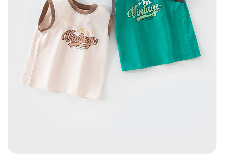 NUBIWU Children's Pure Cotton Tank Top, Summer Lightweight Breathable Undershirt, Boys Stylish Printed Sleeveless T-Shirt, Wide-Shoulder Vest 9
