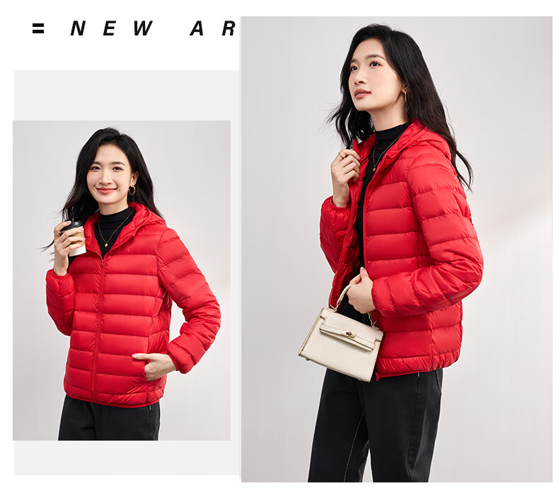 JEANSWEST 2025 Winter Hooded Lightweight Short Down Jacket White Duck Down Warm Comfortable Light Blue XL 14