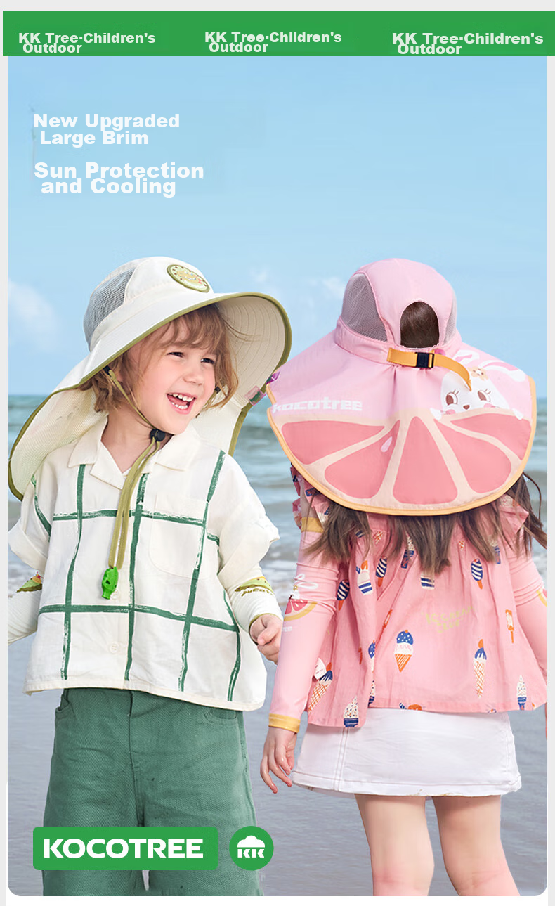 Kocotreekk Kids Sun Protection Hat Large Brim Summer Baby Sunshade Hat Boys Girls UV Protection Beach Hat 6