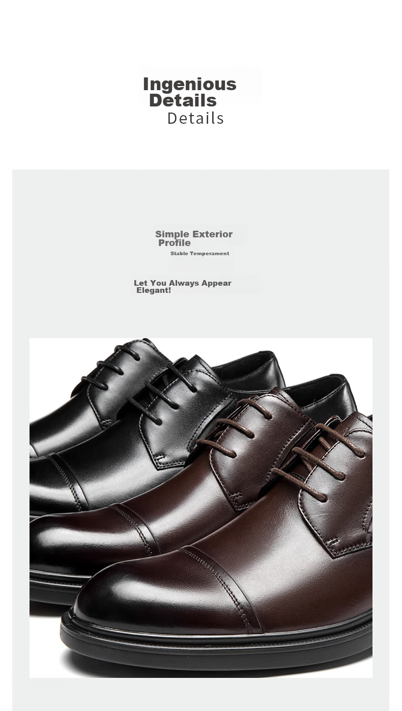 Aokang Comfortable Cowhide Breathable Business Formal Lace-Up Wear-Resistant Leather Shoes, Black, Size 42 5