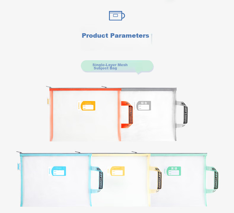 Jindeli 5 A4 Transparent File Folders for Elementary And Middle School Students, Subject Classification Pouches with Zipper, Book And Homework Storage Bags, Handheld Pouches for Stationery And Tutoring Supplies FB8779-5 3