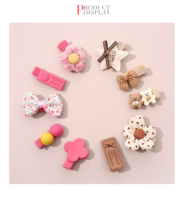 CHIMERA 10-Piece Children's Hair Clips, Korean-Style Bow Barrettes, Hair Accessories, Bangs Clips, Hair Ornaments for Girls, Mid-Autumn Festival Gift 6