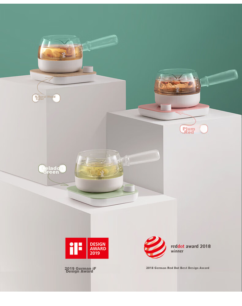 Mingzhan [Mid-Autumn Festival Gift] Health Pot, Tea Maker, Mini Glass Flower Teapot, Electric Kettle, Constant Temperature Electric Teapot with Side Handle, MZ072T 3
