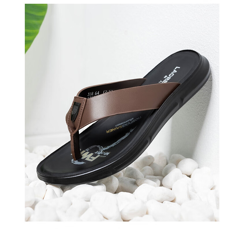 LAORENTOU Men's Summer Fashion Simple Flip Flops Dual-use Slippers Outdoor Beach Sandals LT68 Black Size 38 6