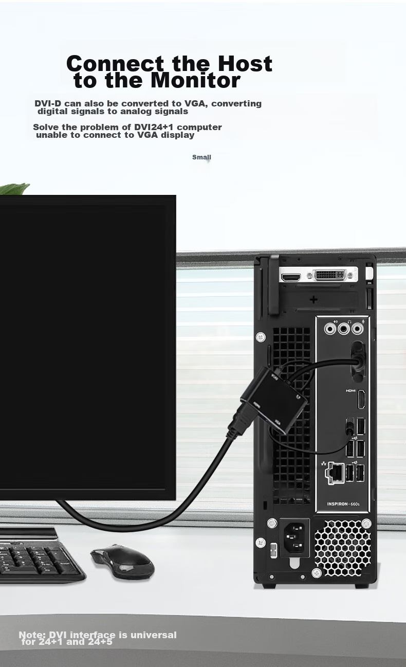 Beishanque DVI to HDMI+VGA Converter with Audio, DVI 24+1 Splitter Screen Expander for Dual Monitor Extension, One Input Two Outputs for Main Computer to TV Projection, BSQ-32 5