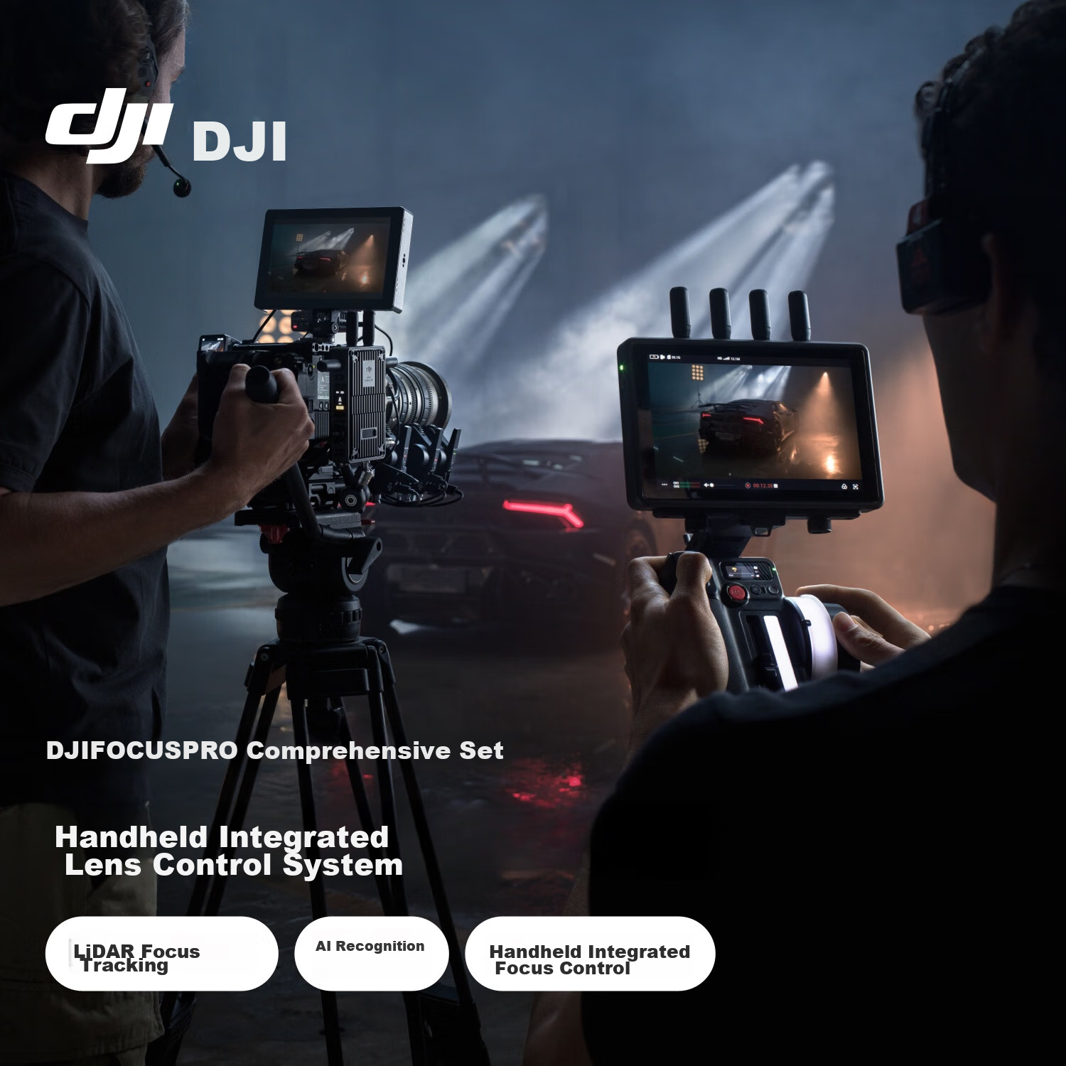 DJI Focus Pro All-In Auto Focus System with AI Automatic Focusing, 20-Meter Wireless Follow Focus, LiDAR Oscilloscope