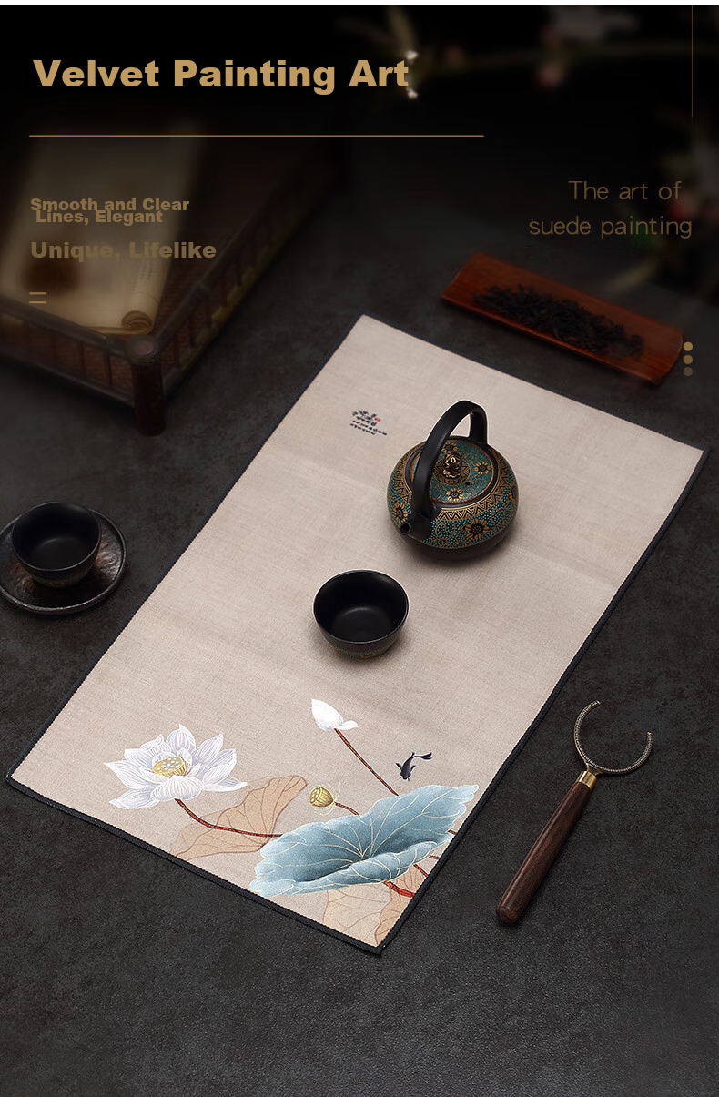 MENGTING Tea Towel, Absorbent High-Quality Tea Table Cloth, Non-Shedding Towel for Tea Set Accessories, Pack of 3 4