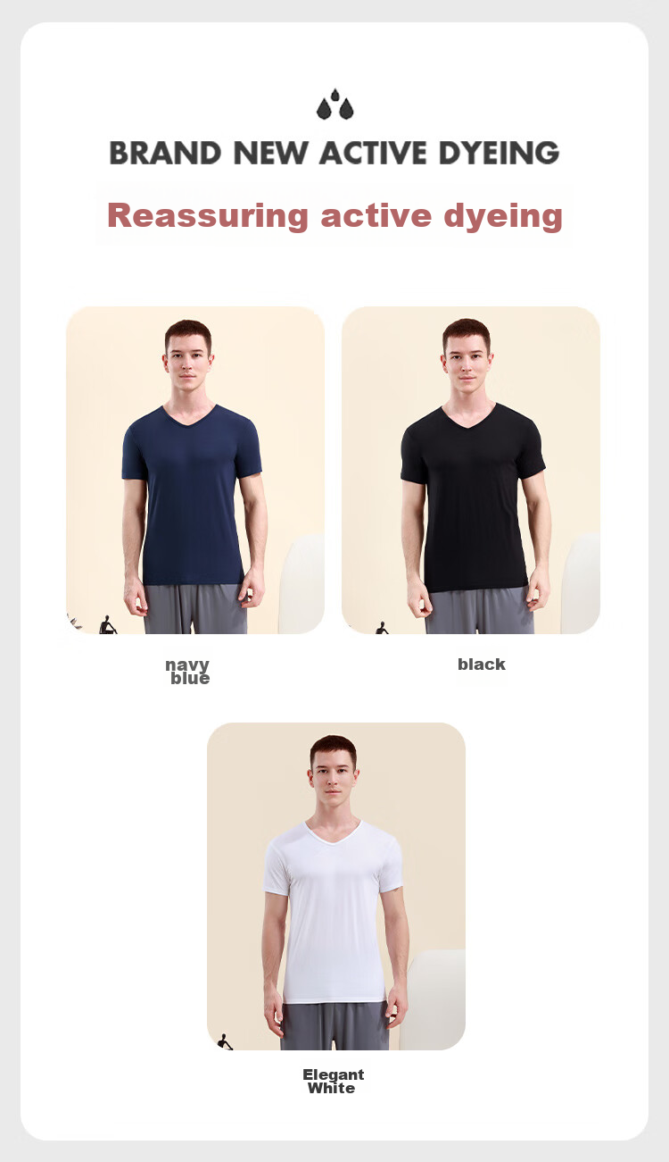 CHERISH LIFE Men's T-Shirt Undershirt, Modal Short-Sleeve V-Neck Undershirt, Elastic Slim Fit 10