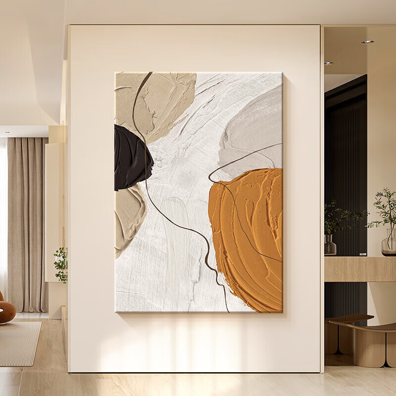 Haojiubujian Modern Minimalist Living Room Decorative Painting, Three-Dimensional Double-Layer Entrance Hallway Painting, Abstract Art Sofa Background Wall Painting