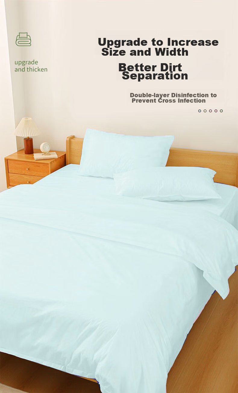 Lehuolvxing Disposable Bedding Set, Hotel Bedding, Bedsheet, Duvet Cover, Double Bed Cover, Thickened Anti-Dirt Bed Cover for Travel 9