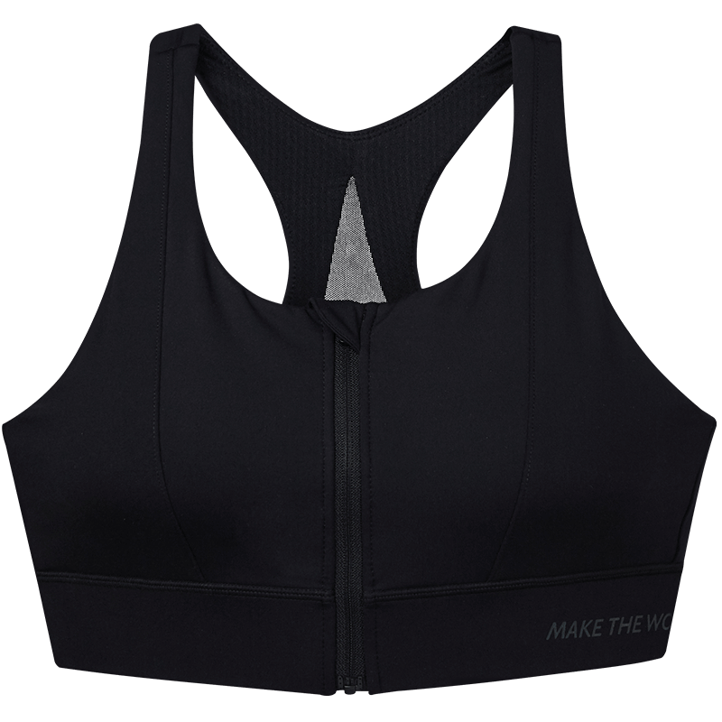 Keep Front Zipper Easy-To Sports Bra for Women, High-Impact Shock-Absorbing Vest-Style Bra 12405 Classic Black L