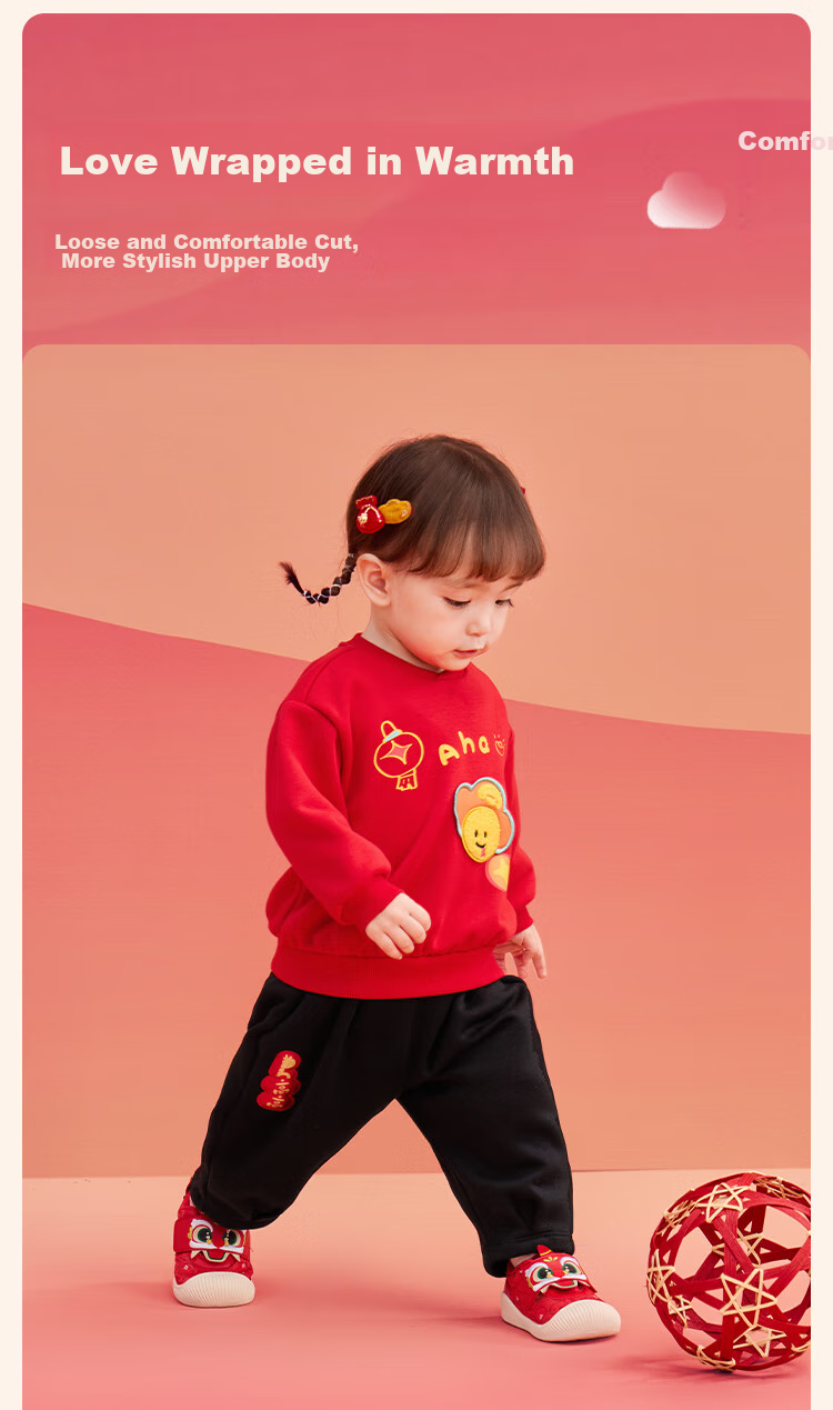 BALABALA Children's Clothing Set, Baby Outfit, Sports Two-Piece Suit, Cute Fleece-Lined Trendy Outfit for Kids, 209125104202 3