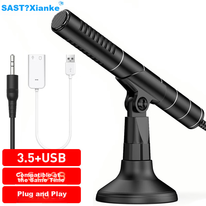 SAST OK-57B Computer Microphone for Desktop, Laptop, Conference, Online Classes, Video Games, Remote Voice Broadcasting, PUBG, USB Sound Card Wired Mic Condenser