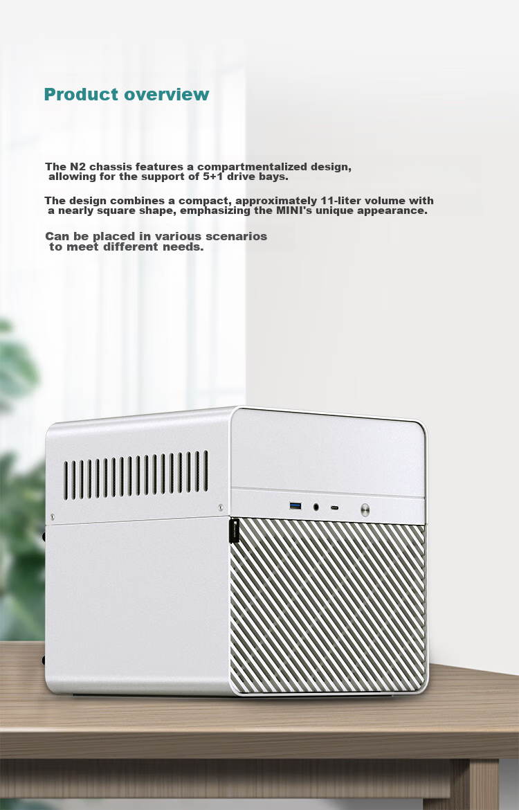 JONSBO N2 White Aluminum Case NAS Chassis (Supports ITX Form Factor, SFX Power Supply Position, Compartment Structure, 5+1 Hard Drive Bays, Includes 12CM Fan) 7