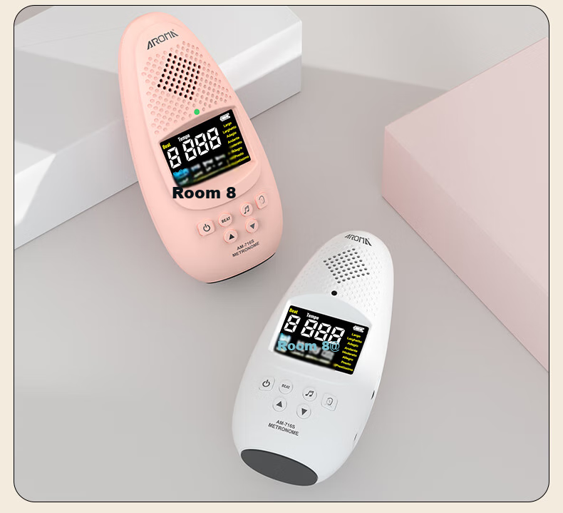 AROMA Voice Electronic Metronome, Universal for Piano And Guitar, Magic Egg AM-716S, Pink, Rechargeable, Color Screen Versio 15