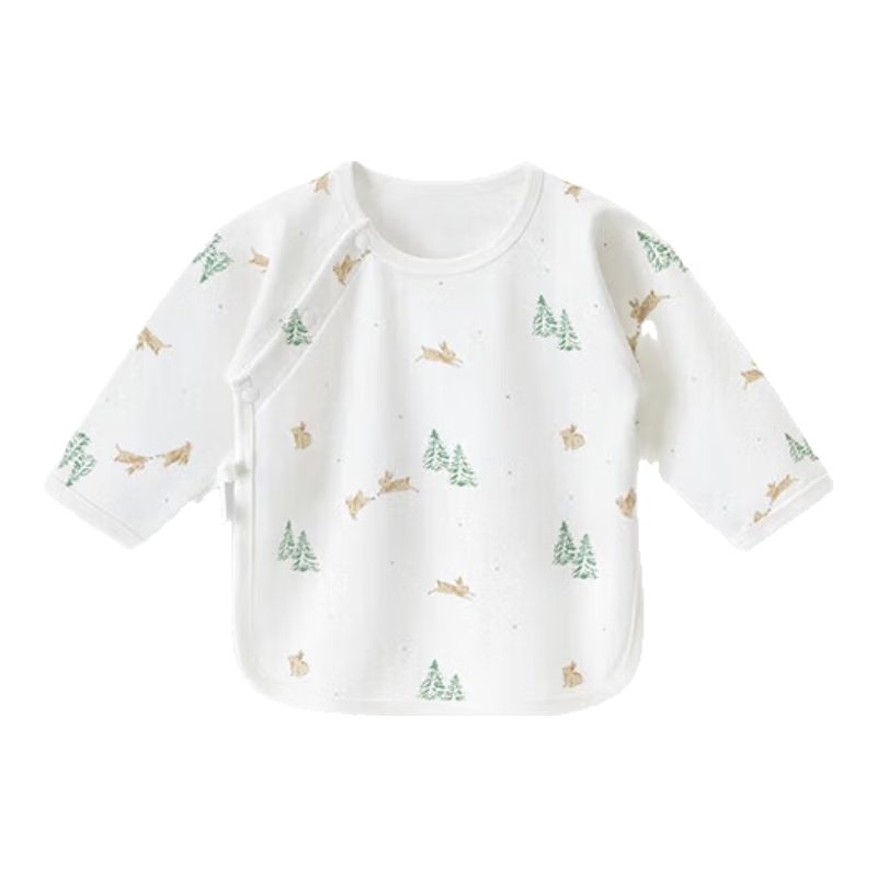 Guaiqixiong Newborn Pure Cotton Half-Back Shirt, Spring And Autumn Season, Newborn Baby Long-Sleeve Monk Robe, Infant Seamless Top