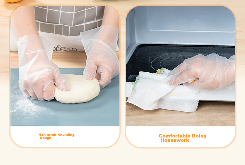 Temeiju Kitchen Disposable Gloves, Food Grade, Thickened, Non-Slip, Tear-Resistant TPE Plastic Gloves for Home Use, Catering, Baking, And Beauty, 100 Pieces 10