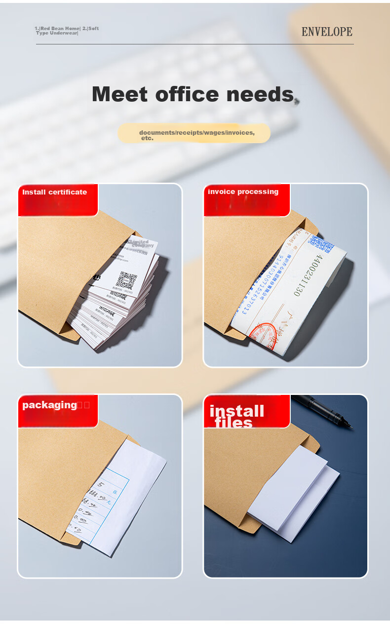 COMIX No. 5 Kraft Paper Envelopes for High School Entrance Exam Motivational Letters, Standard 220*110mm Adult Graduation Envelopes with Premium Feel, Salary Envelope, Invoice Envelope, 50 Sheets Per Pack 4
