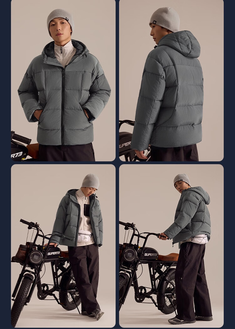 JD Original Outdoor Hooded Down Jacket, Triple Protection, Puffer Short Style, Men's Coat, Rock Gray Color, XL Size 15