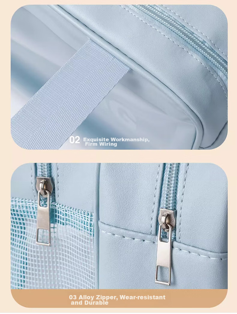Jinghuisichuang Toiletry Bag for Men And Women, Travel Makeup Organizer with Wet And Dry Separation, Large Capacity Transparent Blue Wash Bag 12