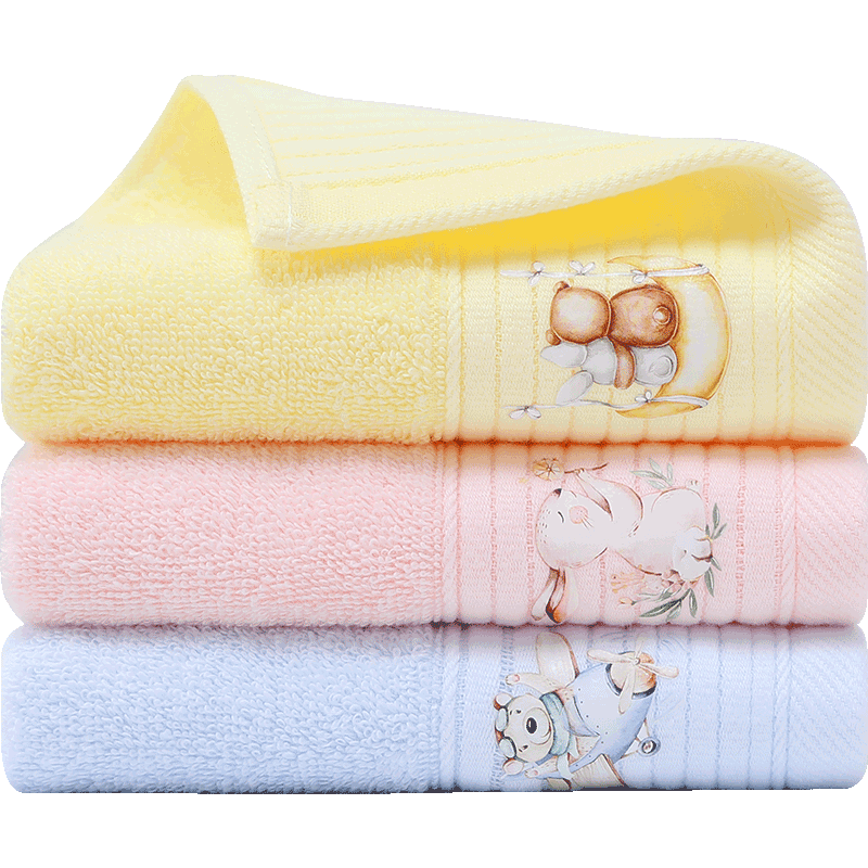 Grace Children's Face Towel Home Textiles, 100% Pure Cotton Towel for Home Use, Comfortable And Soft Cartoon Fairy Tale Face Towel, Pack of Three