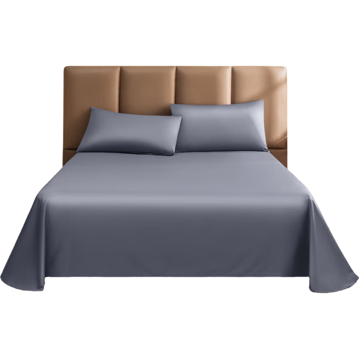JD Original 60-Count Long-Staple Cotton Sateen Bed Sheet, Class A Pure Cotton Bed Cover, Single Piece, 245x250cm, Gray Blue