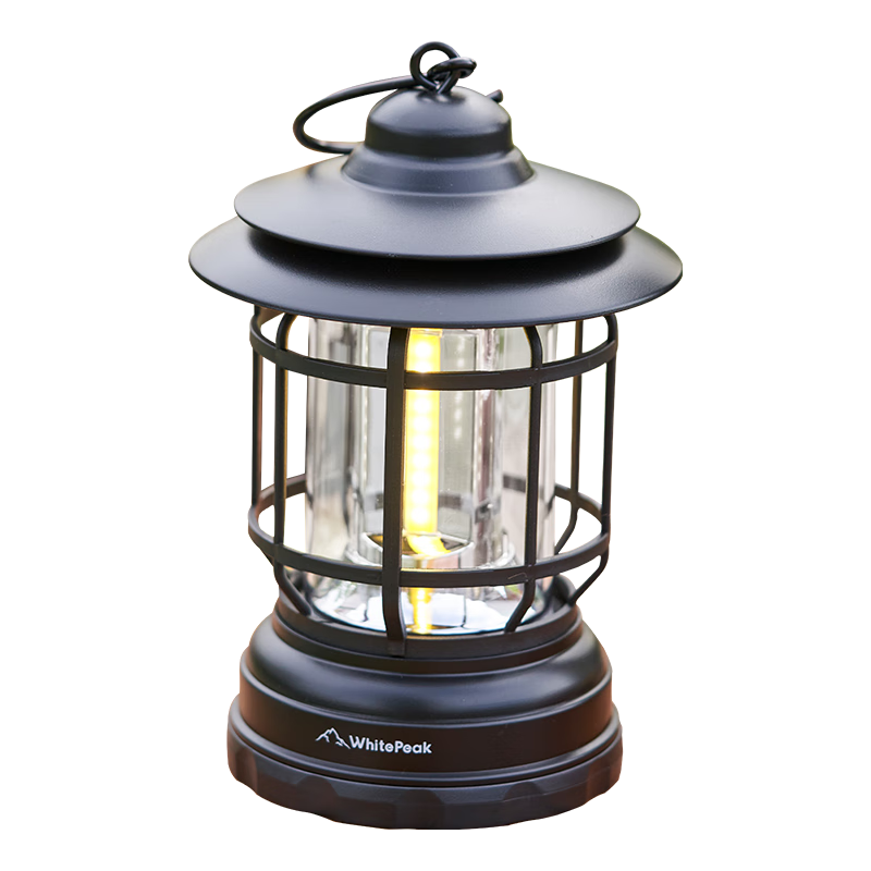 WhitePeak Outdoor Camping Light, Retro Lantern with Handle, Two-Level Adjustable Hanging Lamp, Battery-Powered, Random Color