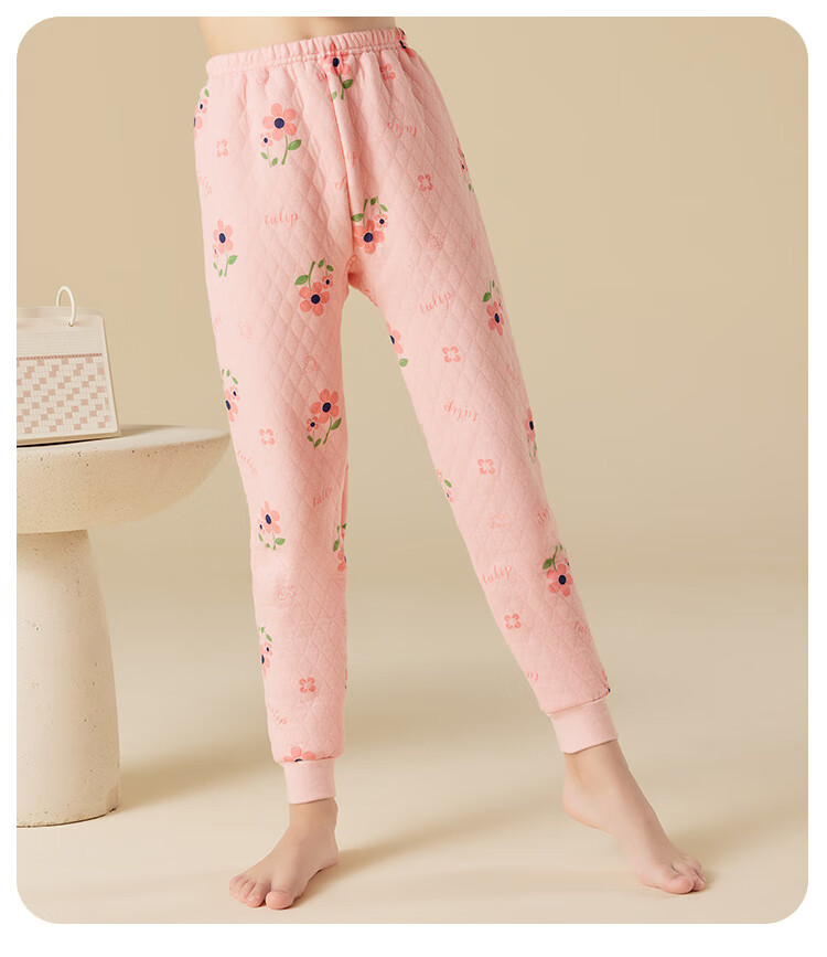 LangSha [7A Antibacterial Three-Layer Padded] Children's Autumn Pants, Girls' Thermal Underwear, Middle School Students' Thickened School Uniform Essential, Cotton Thermal Pants 20
