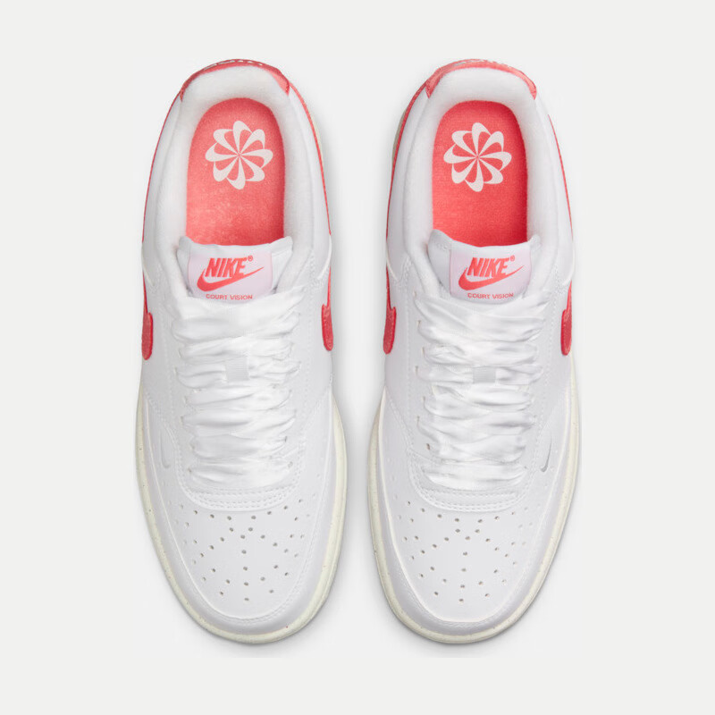NIKE Women's Casual Shoes W NIKE COURT VISION LO NN Sneakers HV5246-100 White And Red, Size 38 4