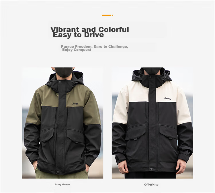 JEEP Men's Hooded Jacket, Spring And Autumn Season, Loose-Fit Trendy Casual Clothing for Men, Army Green, Size M 6
