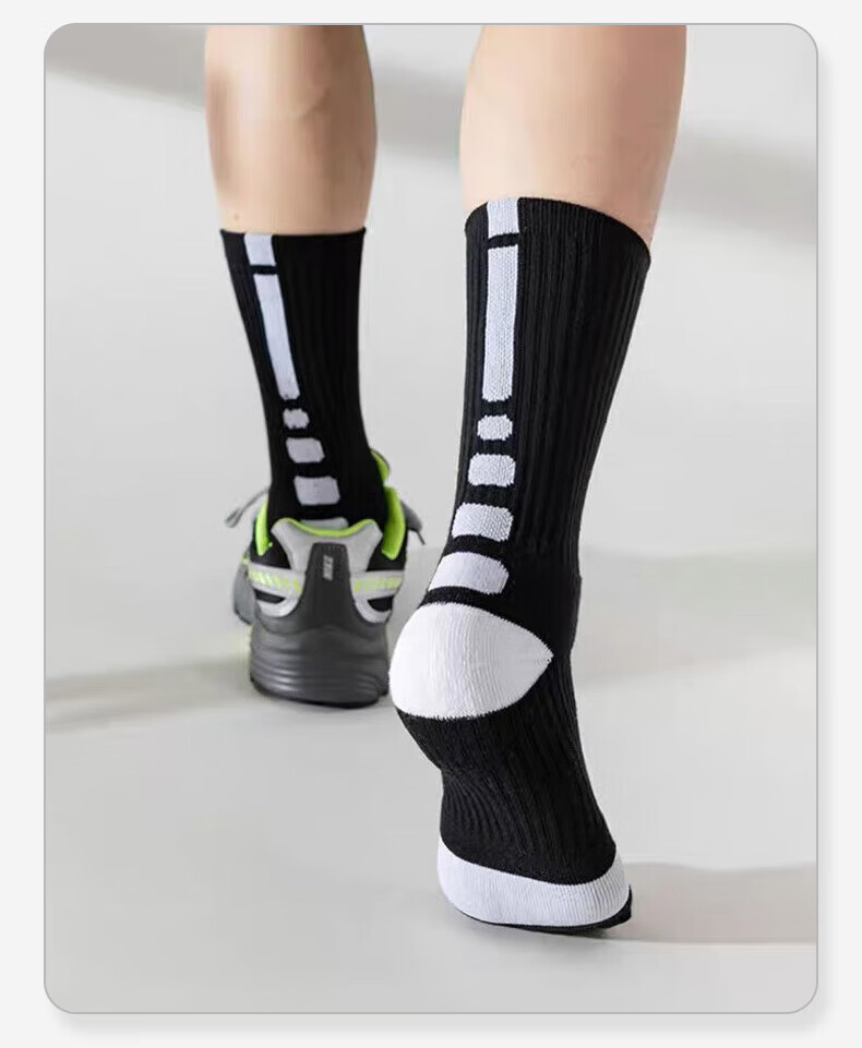 VICTORIATOURIST 3 Pairs Spring Summer Basketball Socks Men Sports Socks Anti-Slip Breathable Terry Bottom High Tube Running Socks 15