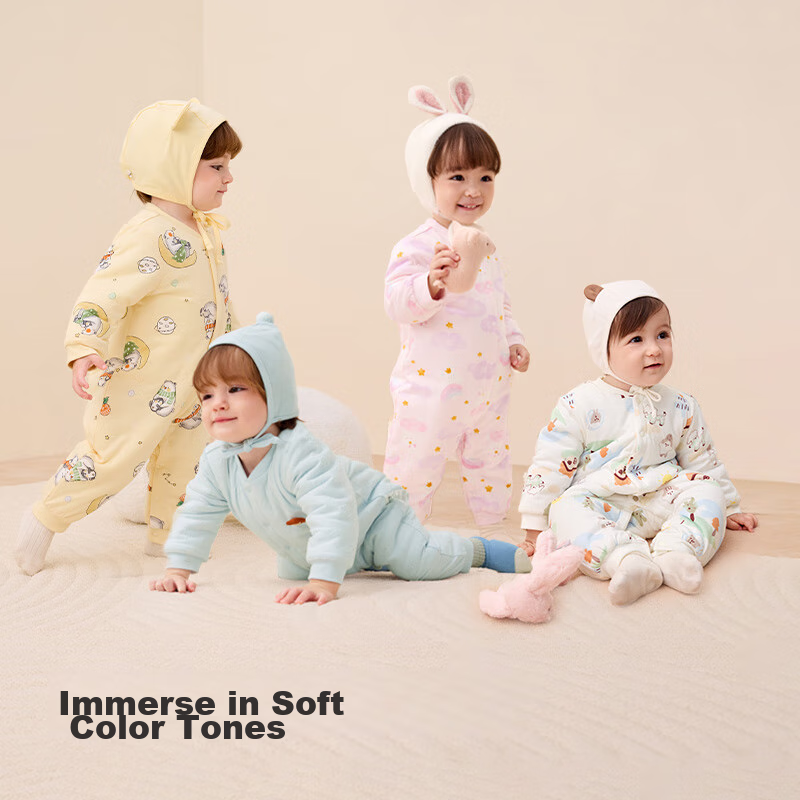 BALABALA Children's Clothing, Baby Romper, Newborn Onesie, Infant Bodysuit, Boys And Girls Winter Wear, Crawling Suit, Thickened Warm Soft Cute